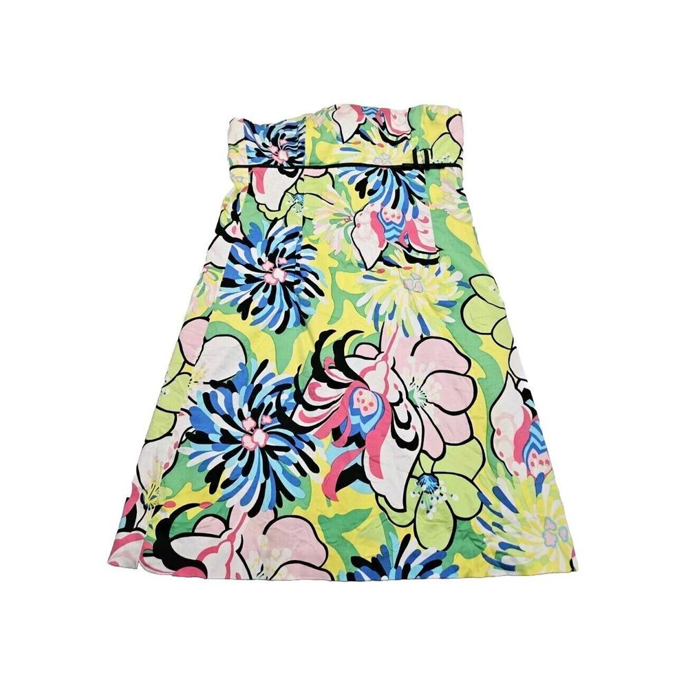 Tibi Tropical A Line Mini Dress Size 8 Floral Strapless 28" Hawaiian